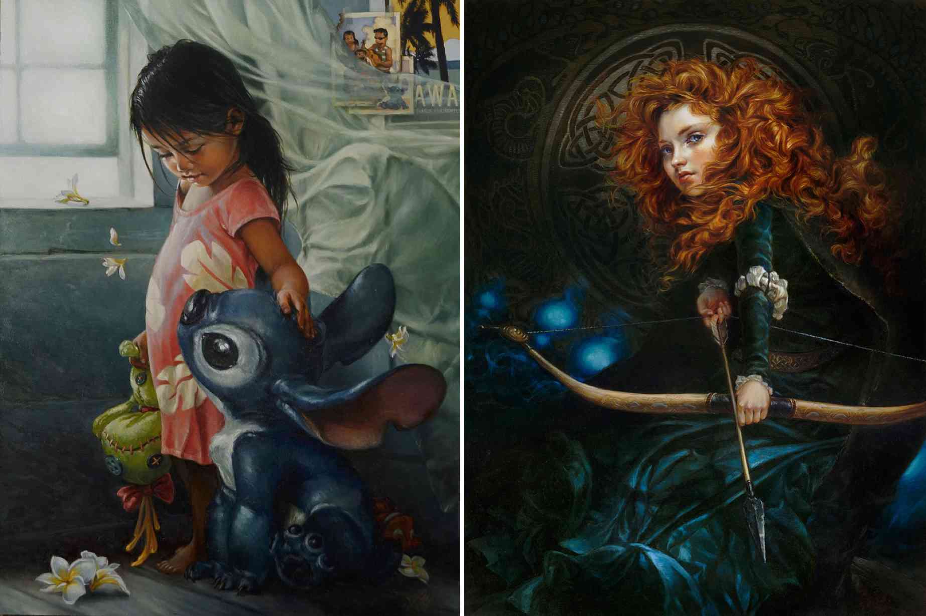 lilo and merida disney princesses by heather theurer disney fine art